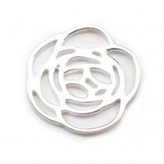 925er Silber durchbrochene Blume Charm 20mm x 1pc