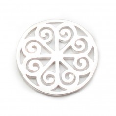 Ciondolo rotondo con rosetta traforata in argento 925 16 mm x 1 pz