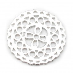 Rosettenförmiger Charm aus 925er Silber 24mm x 1pc