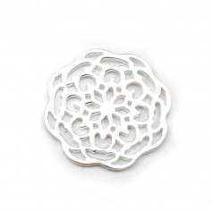 Durchbrochene Blume Charm in 925er Silber 19mm x 1pc