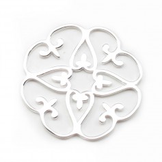 Breloque avec motif floral ajouré en argent 925 31mm x 1pc