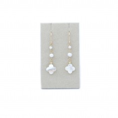 Gold filled & mother-of-pearl Clover earring x 2pcs