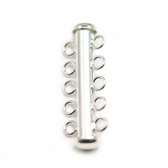 Clasp 5 rows silver tube 925 30.5mm x 1pc