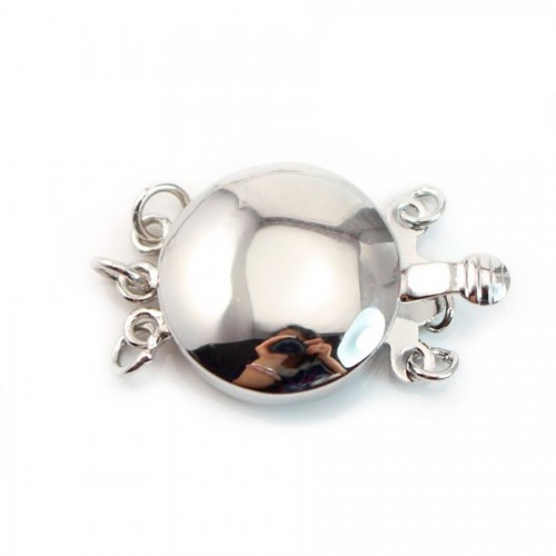 Round Cabochon Clasp, 925 Silver 16mm x 1pc 
