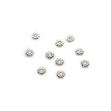 925 Sterling Silver Rhodium Flower Saucers 5mm x 10 pcs