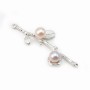 Intercalaire branch with flower for the half drilled beads ,sterlings silver 925 ,18x43mm x 1pc