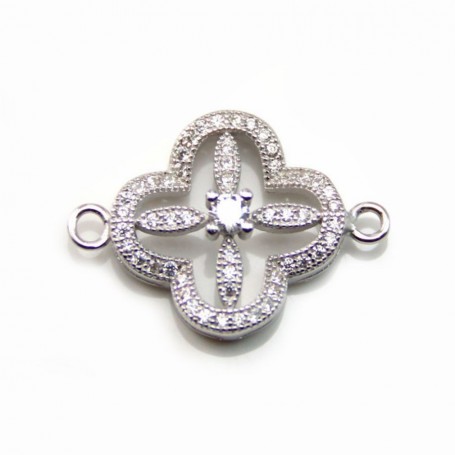 Spacer silver 925 with zirconium oxide clover 16x22mm x 1pc