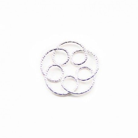 925 Silver Rings , flower, hammered,20.5mm x 1pc