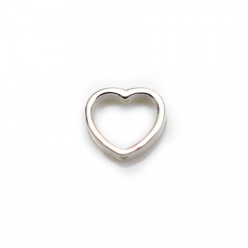 Espaçador 925 prata, forma de coração, com 2 buracos, 9 * 10mm x 2pcs