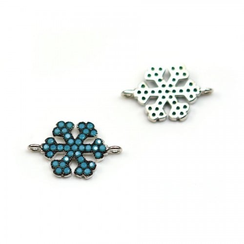 Intercalary snowflake 925 sterling silver and turquoise reconstituted 12x18.5mm x 1pc