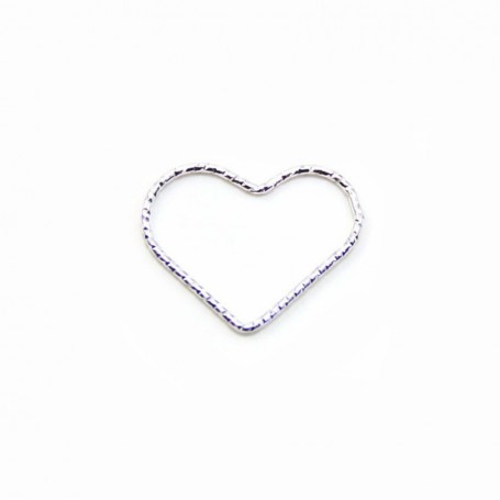 925 Silver Rings , heart, hammered, 16x20mm x 2pcs