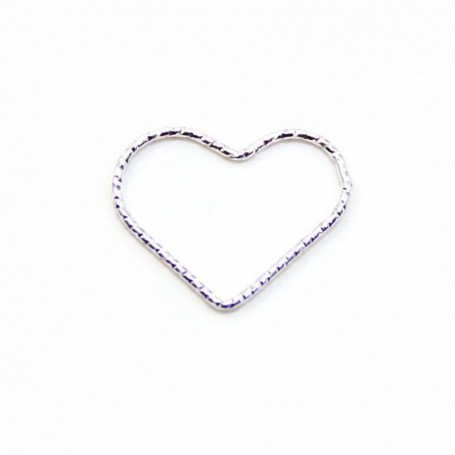 925 Silver Rings , heart, hammered, 16x20mm x 2pcs