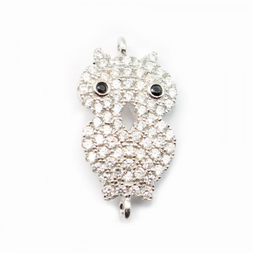 Sterling Silver 925 rhodium owl 21.5x11.5mm with ring 1.5mm x 1pc