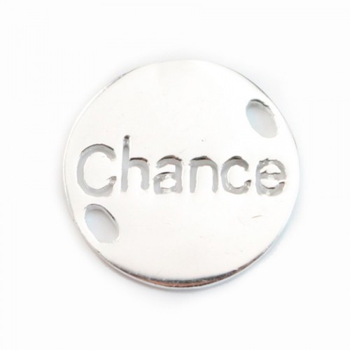 Breloque ronde Chance 15mm Argent 925 x 1pc