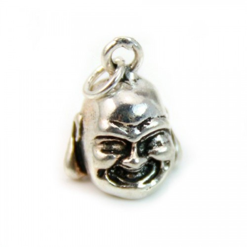 Buddha Kopf Charm Silber 925 10mm mit Ring 8mm x 1Stk