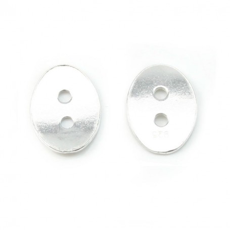 Sterling Silver 925 oval button 9.5x13mm x 5 pcs