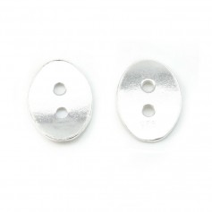 Botón ovalado de plata de ley 925 11x14mm x 1pc