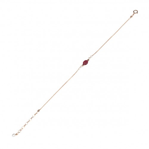 Bracciale di rubini e perle d'acqua dolce - Oro rosé x 1 pezzo