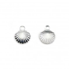 925 sterling silver seashell charm, 8x9mm x 2pcs