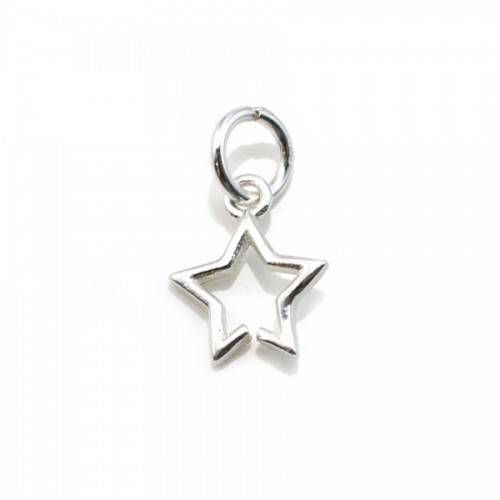 Estrela de encanto de trabalho aberto, prata 925, 8x13,5mm x 2pcs
