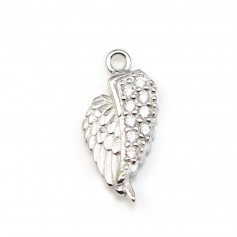 Wing-shaped charm, in 925 sterling silver & zirconium, 6 * 13.5mm x 1pc