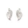 Wing-shaped charm, in 925 sterling silver & zirconium, measuring 6 * 13.5mm x 1pc