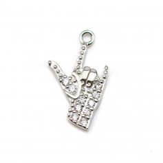I love you Charm in 925er Silber & Zirkonia 8x14mm x 1pc