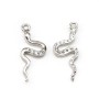 Pendant, 925 sterling silver & zirconium oxide, snake shaped 6 * 15mm x 1pc