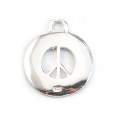 925 sterling Silver peace and love charm 15 mm x1 pcs