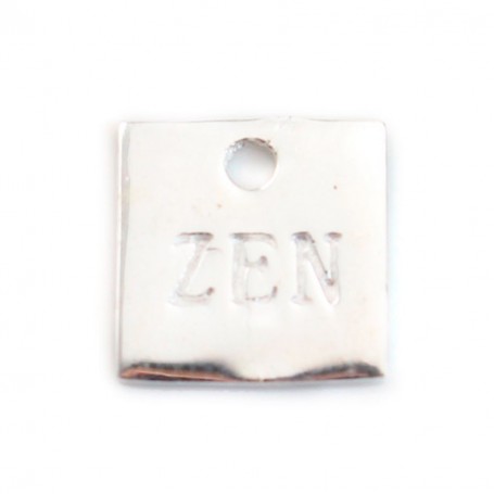 925 Sterling Silver Square ZEN charm 10 mm x 1 pcs 