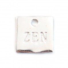 Square engraved charm "ZEN" in silver 925 10mm x 1pc