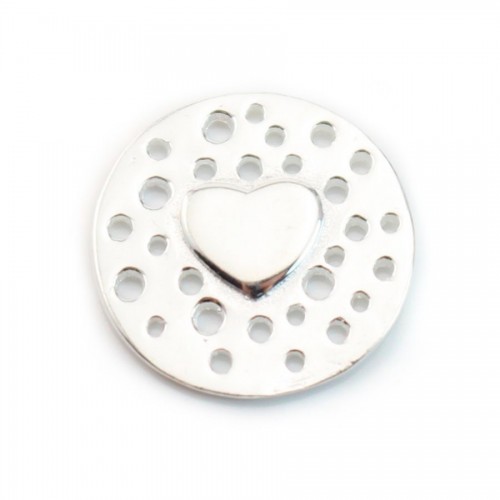 Charm de corazón de plata de ley 925 14mm x 1pc