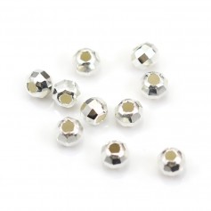 Round faceted silver bead 925 6mm x 6pcs
