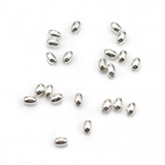 925 sterling silver oblong beads 3x4.5mm x 10pcs