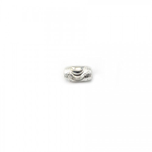 Perlina d'argento oblunga incisa al laser 925 3 * 5,5 mm x 4 pezzi