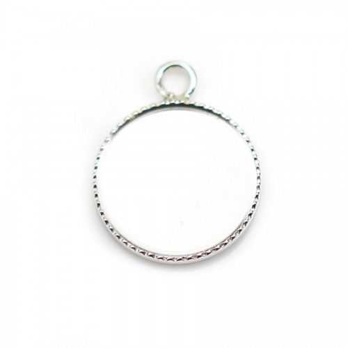 Pendant in 925 silver, with set for round cabochon of 14mm x 1pc