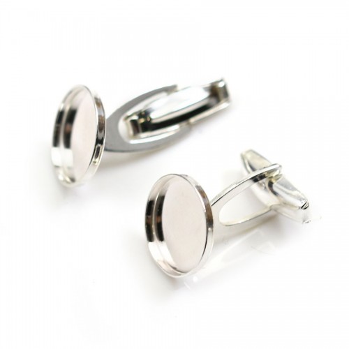 Cuff link with small dish for pearls half-drilled Sterling silver 925 ,20x8x17.5 mm x 2pcs