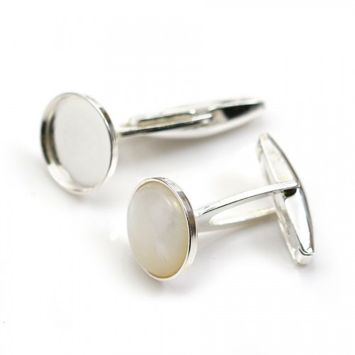 Cuff link with small dish for pearls half-drilled Sterling silver 925 ,20*8*17.5 mm x 2pcs