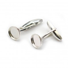 Cufflink, silver 925 for round cabochon 10mm x 2pcs