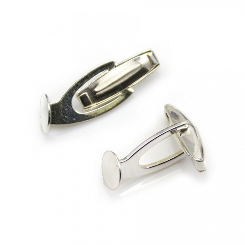 Cufflink, in 925 silver for 8mm round cabochon, 26 * 9mm x 2pcs