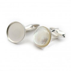 Cufflink, silver 925 for round cabochon 16mm x 2pcs