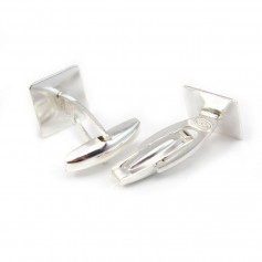 Cuff link squared for cabochon Sterling silver 925 ,12mm x 2pcs