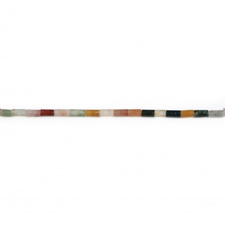 Agate d'Inde multicolore, en forme de tube 2 * 4mm x 40cm