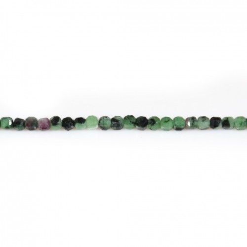 Ruby zoisite, in the shape of a faceted cube 2mm X 40cm