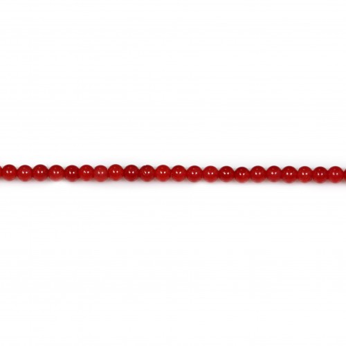 Red colored round sea bamboo 2mm x 50pcs 