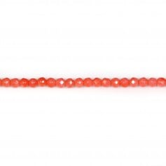 Colored Orange Faceted Round Sea Bamboo 3mm X 40cm 