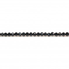 Espinela negra redonda facetada 2mm x 39cm