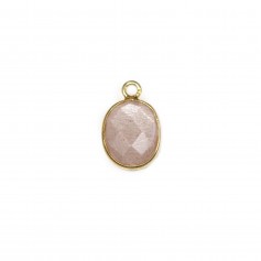 Orange moonstone faceted oval set on silver gilt 9x11mm x 1pc