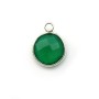 Faceted round shaped green agate set in 925 sterling silver 11mm x 1pc