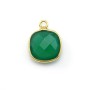 Faceted cushion cut green agate set in gold-plated sterling silver 11mm x 1pc